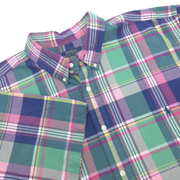 Polo Ralph Lauren Plaid SS Oxford Shirt Plaid Multicolored Men's SZ 3XL-Tall